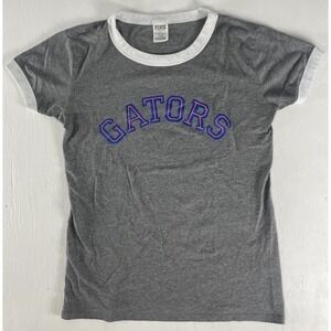 GATORS PINK Victoria's Secret Campus Ringer Pullover Size S Gray 5th & Ocean FL‎